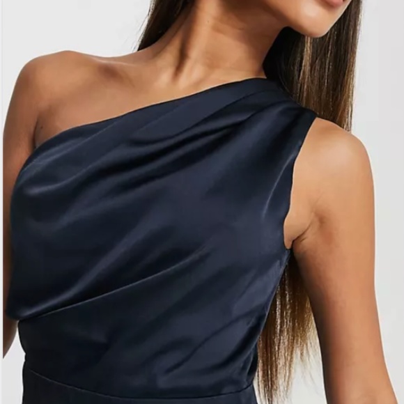 ASOS TFNC Bridesmaid One Shoulder Maxi Dress in Navy - Picture 6 of 6